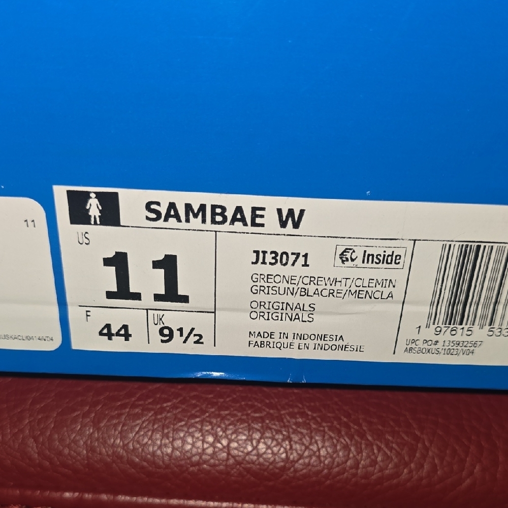 Adidas Sambae Sneakers in Gray With Transparent Green Sole, Sz 11 - Picture 8 of 8